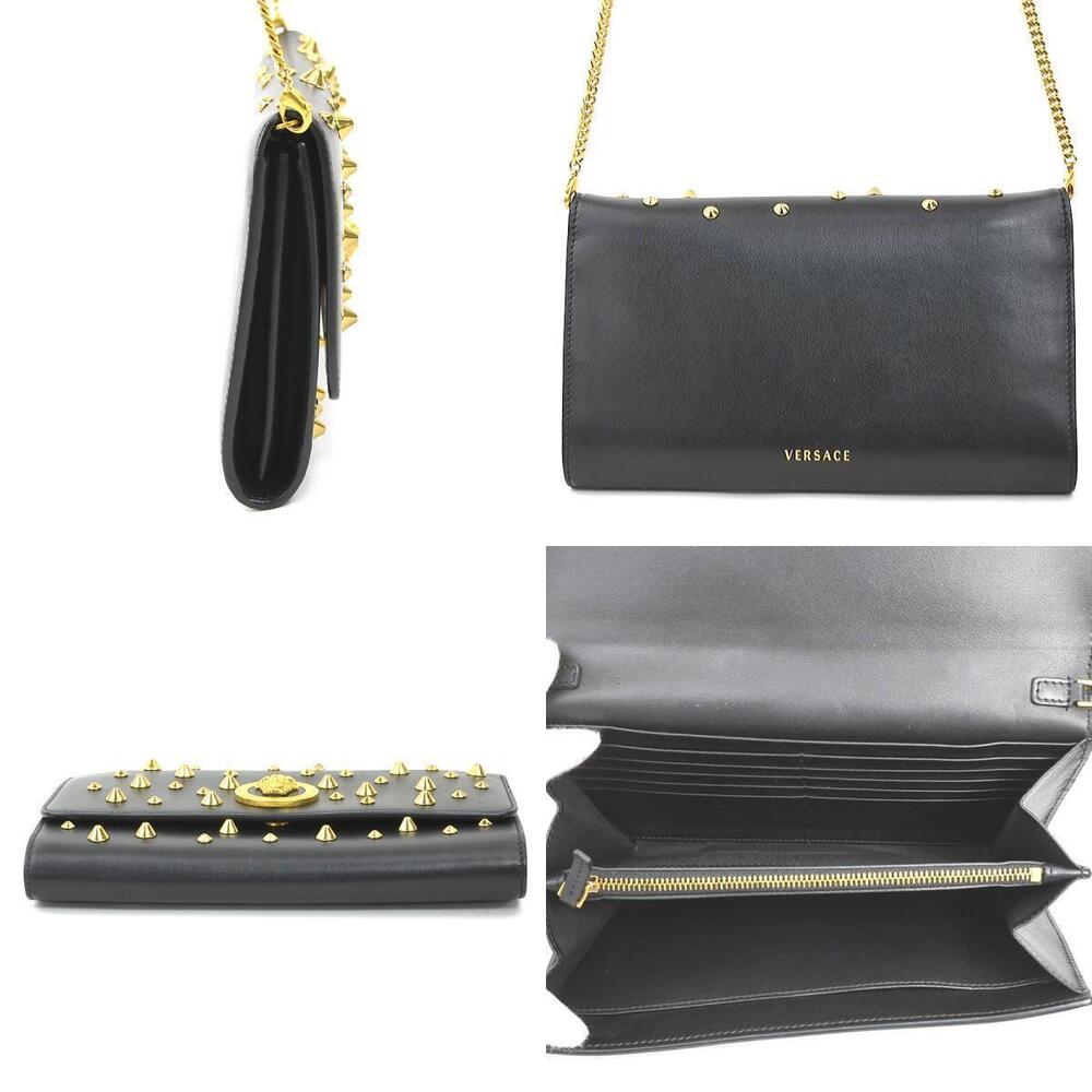 Versace chain wallet leather black